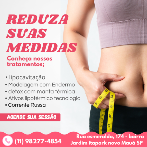 Redução de medidas! Oferta especial uma sessão de lipocavitação mais modelagem mais detox na manta térmica com ativos lipotérmico + corrente Russa